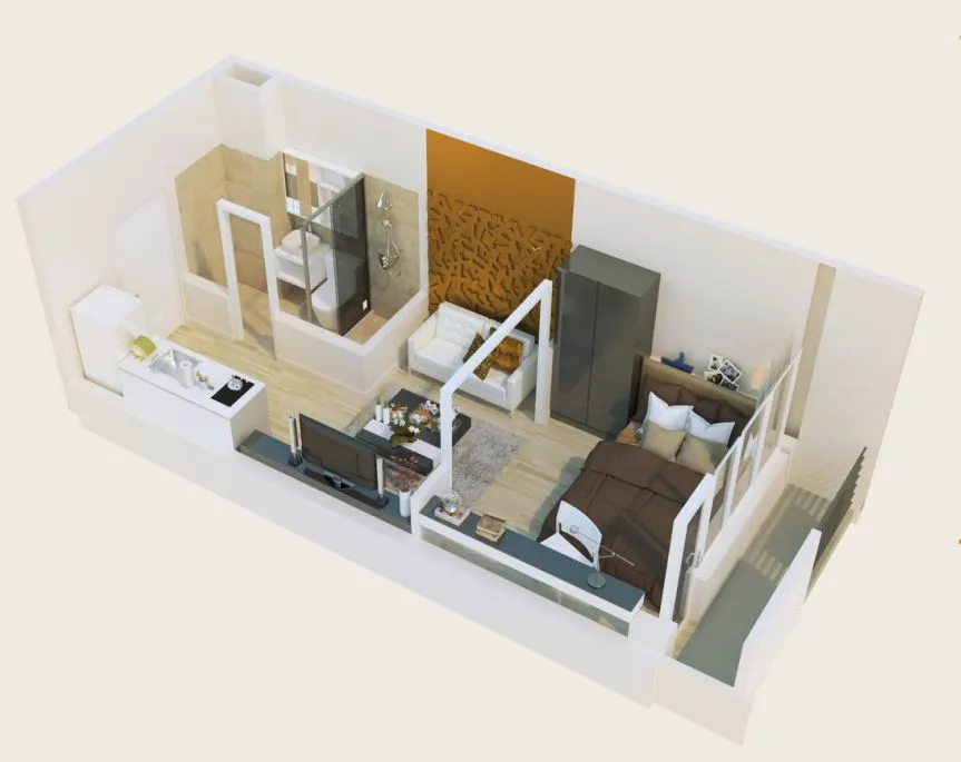 Studio Unit Floor plan - 100 West Makati Condo